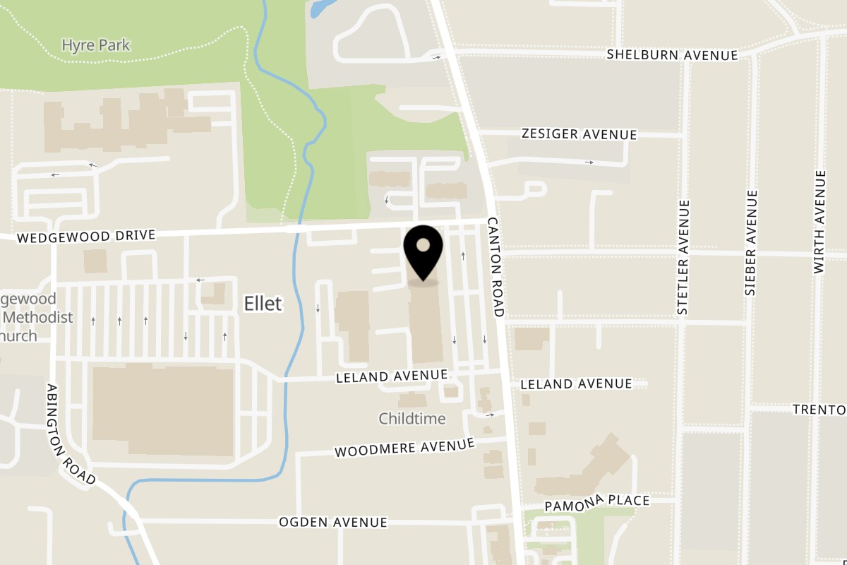 Map showing the location of Molly Brown's S Canton Rd on 518 S Canton Rd in Akron
